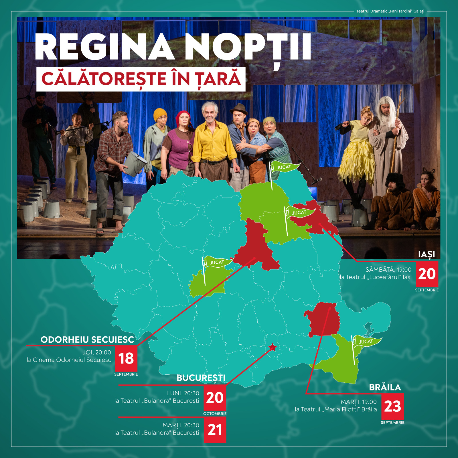 Dramaticul călătorește prin țară cu „Regina nopții”