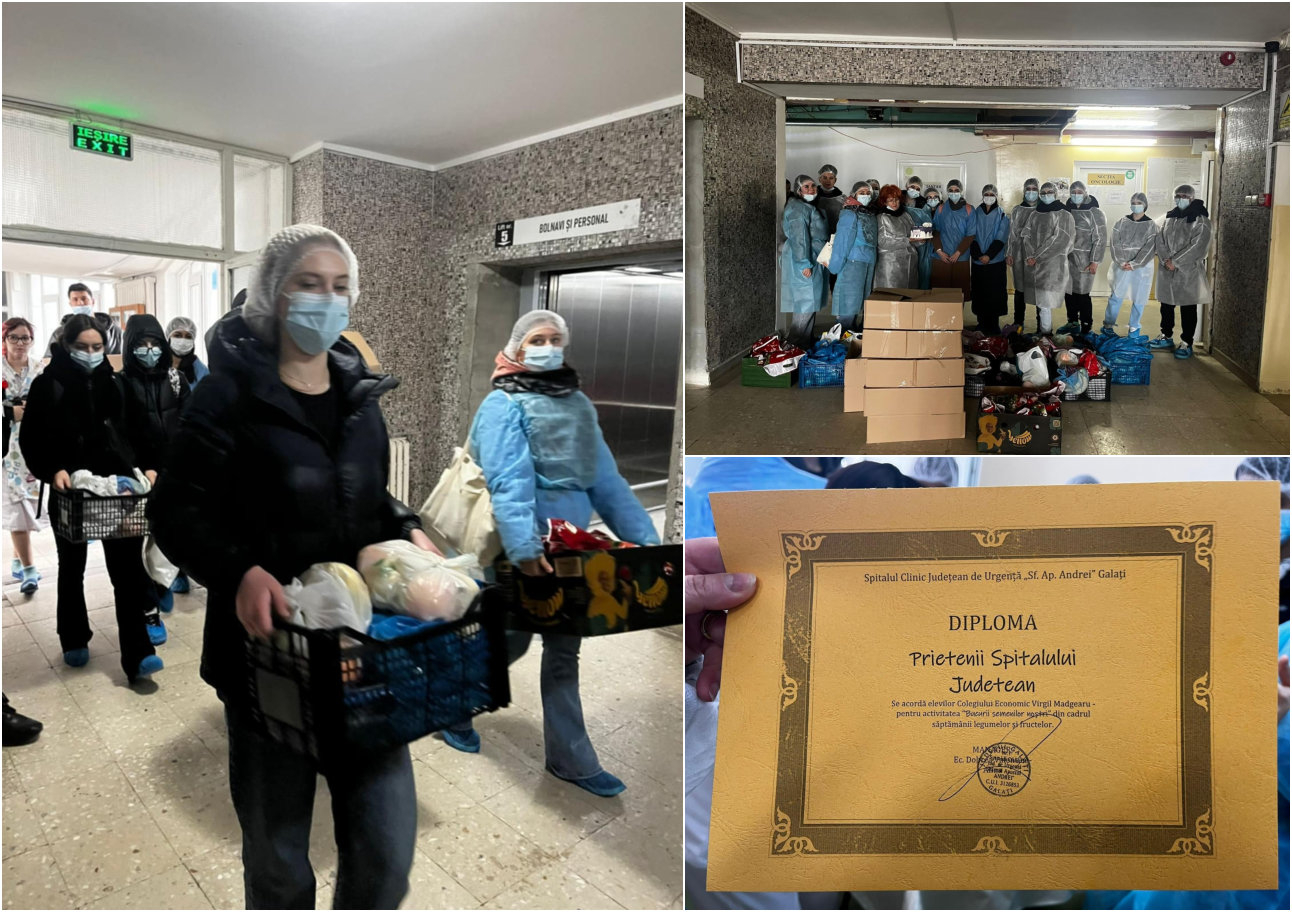 Elevii Colegiului Economic, cu daruri în secția de Oncologie a Spitalului Județean