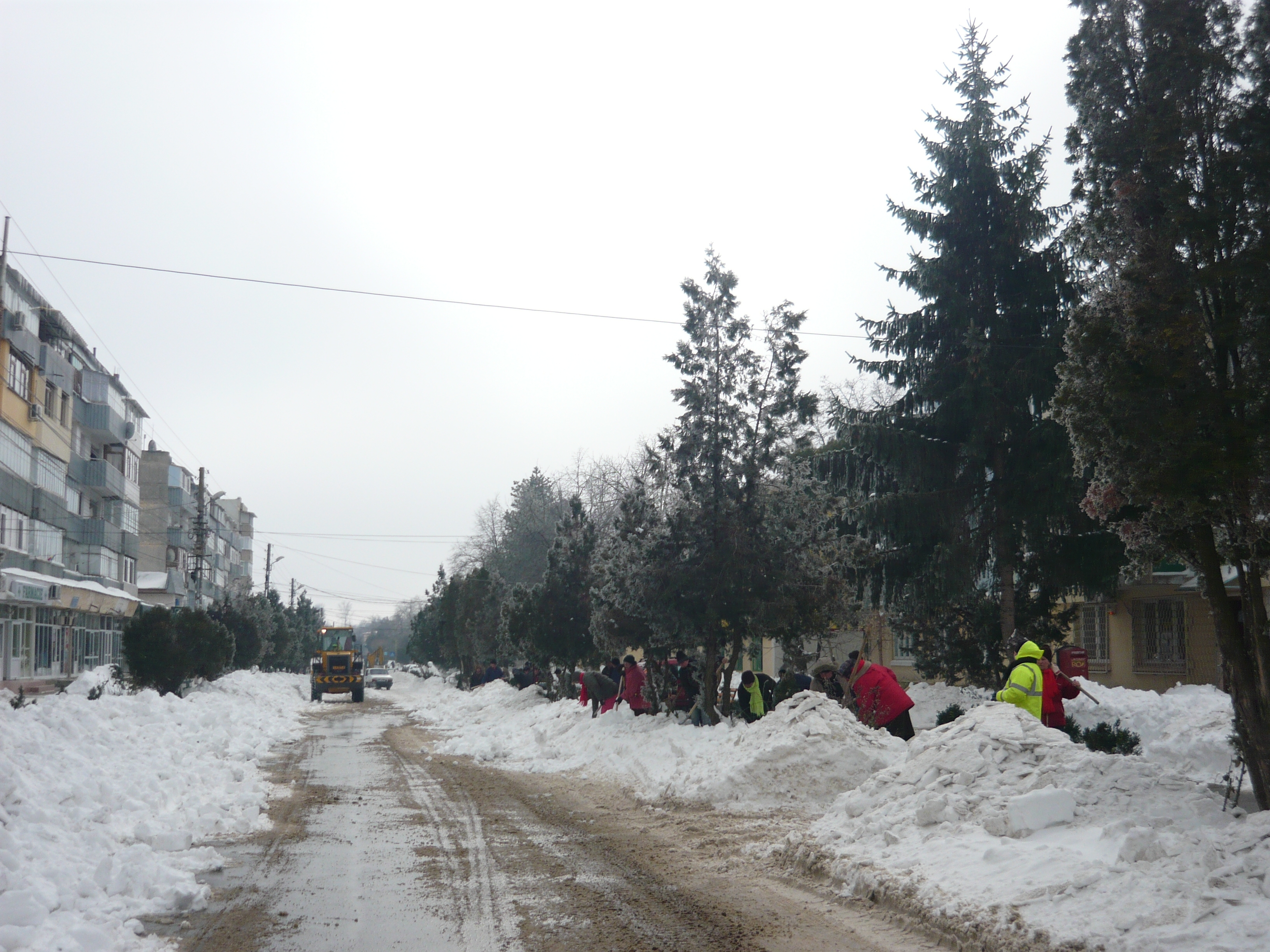 Cu asistaţii la deszăpezit/ Oraşul Tg. Bujor luat cu asalt!