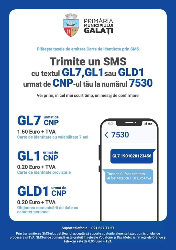 Taxele de emitere a cărţii de identitate, plătite prin SMS