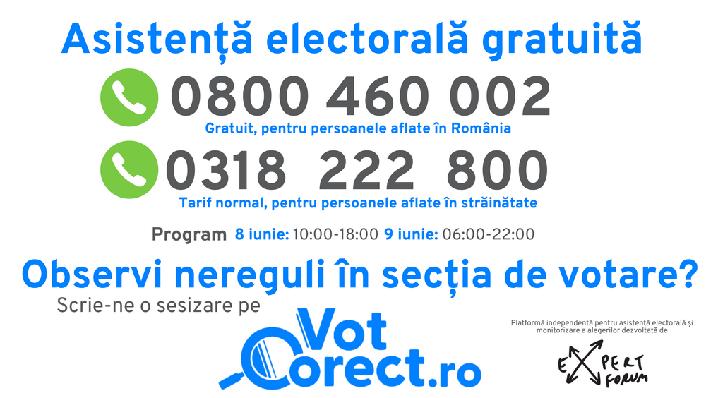 Call center pentru asistenţă electorală şi site pentru sesizarea neregulilor la vot