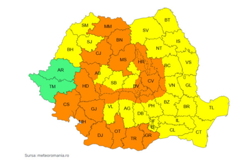 Galațiul sub Cod galben de furtuni și vijelii