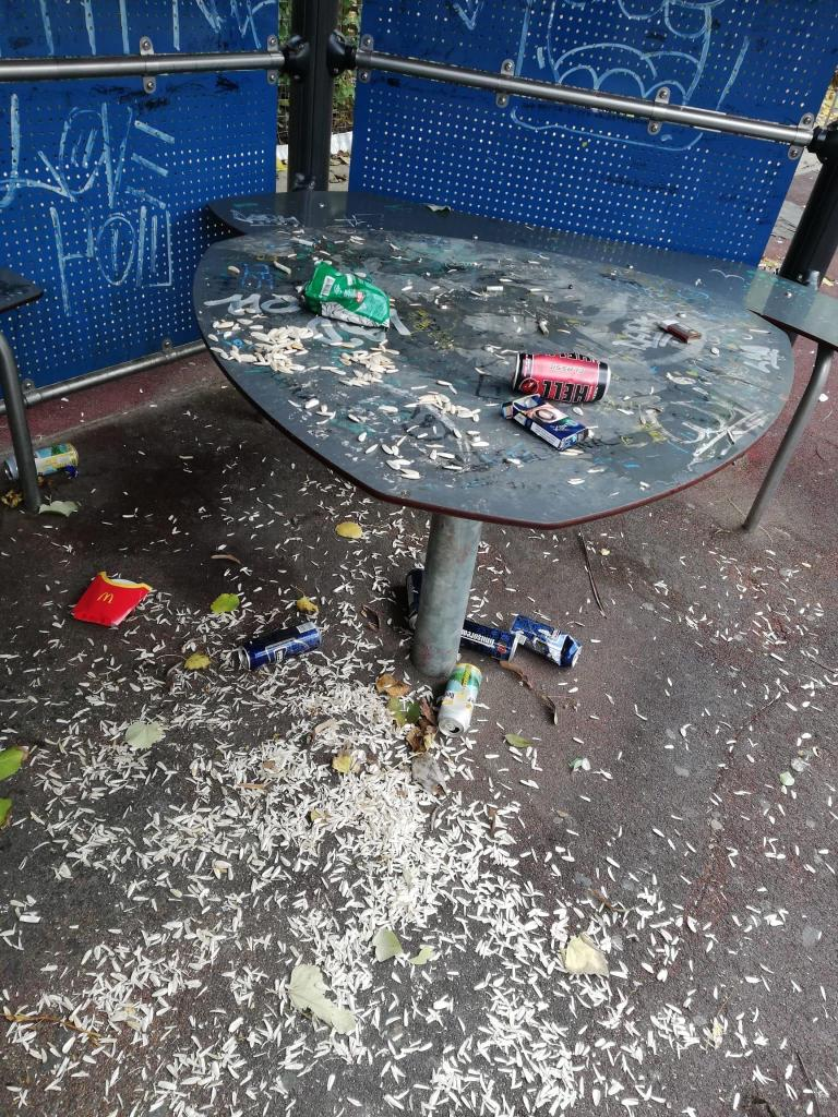 Foișor plin de gunoaie, în fața blocului 11C