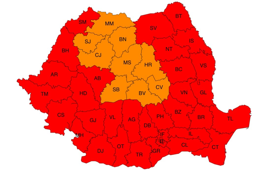 Codul roșu, prelungit până marți