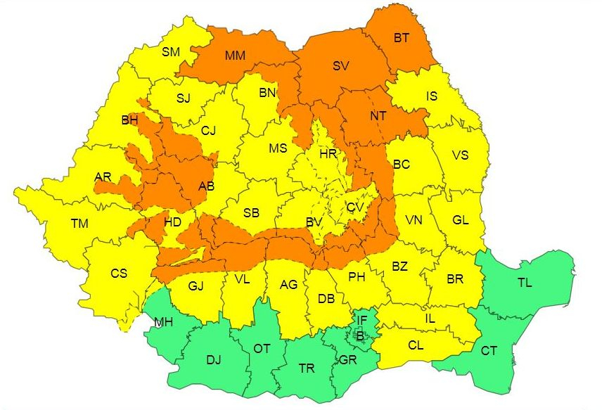 De două ori Cod galben la Galaţi. Între caniculă şi instabilitate atmosferică