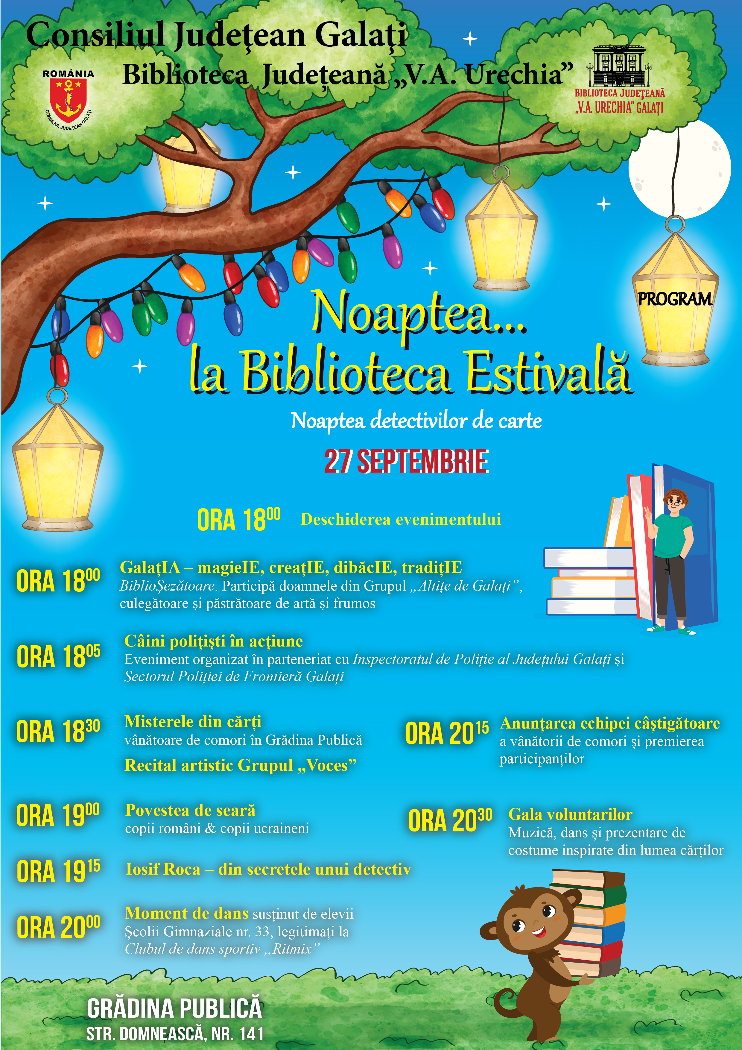 Vânătoare de comori şi câini polițiști în acțiune la „Noaptea la... Biblioteca estivală”