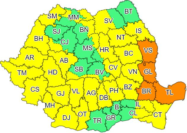 Vremea rea continuă. Cod portocaliu de instabilitate atmosferică în judeţul Galaţi şi împrejurimi