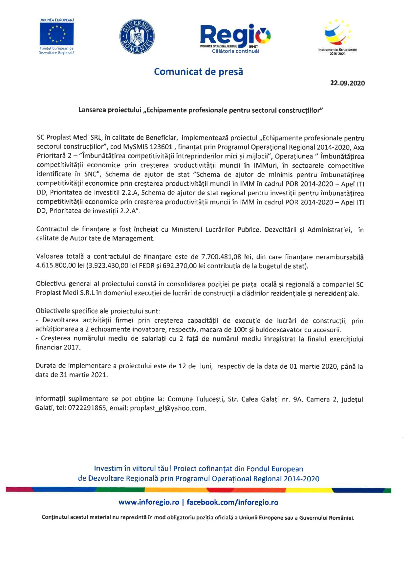 Lansarea proiectului „Echipamente profesionale pentru sectorul construcțiilor”