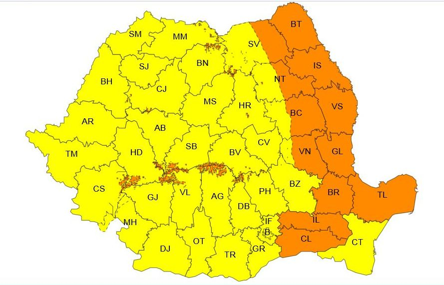 După „codul” de dronă, Galaţiul intră sub Cod portocaliu de vreme rea