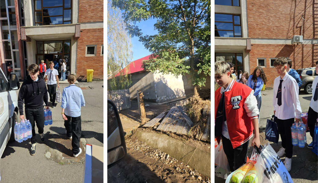 Elevii, părinții și profesorii de la CNVA, părtași la suferința celor afectați de inundații