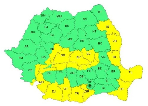 Intensificări ale vântului în judeţul Galaţi