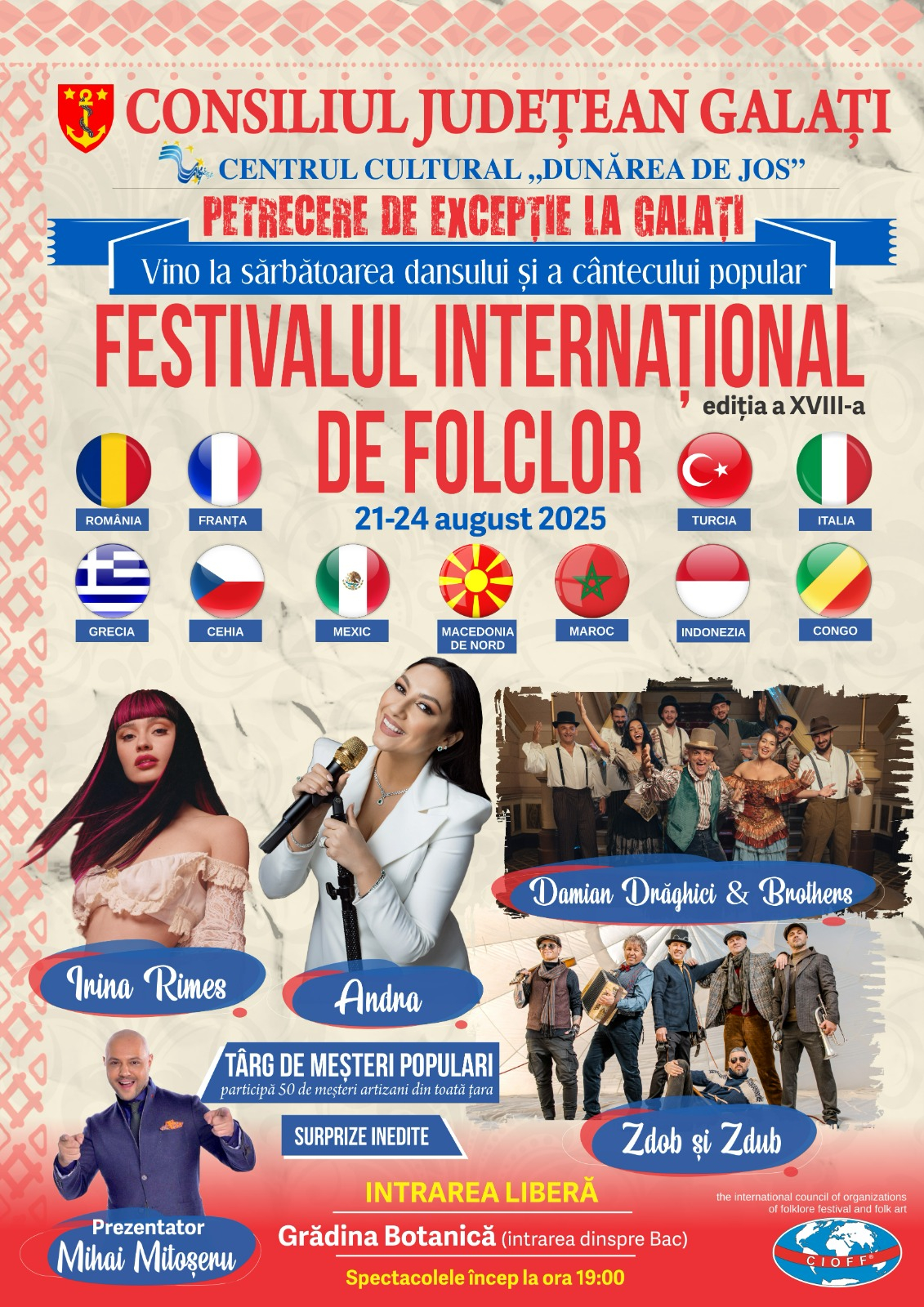 Centrul Cultural „Dunărea de Jos” - FESTIVALUL INTERNAȚIONAL DE FOLCLOR „DOINA COVURLUIULUI” Ediția a XVIII-a, 20 – 25 august 2025