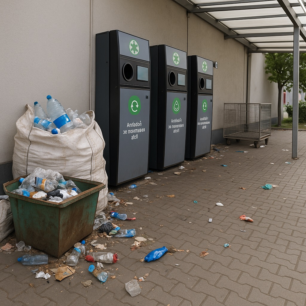 Mizerie la un punct de colectare SGR, „taxată” de Garda de Mediu