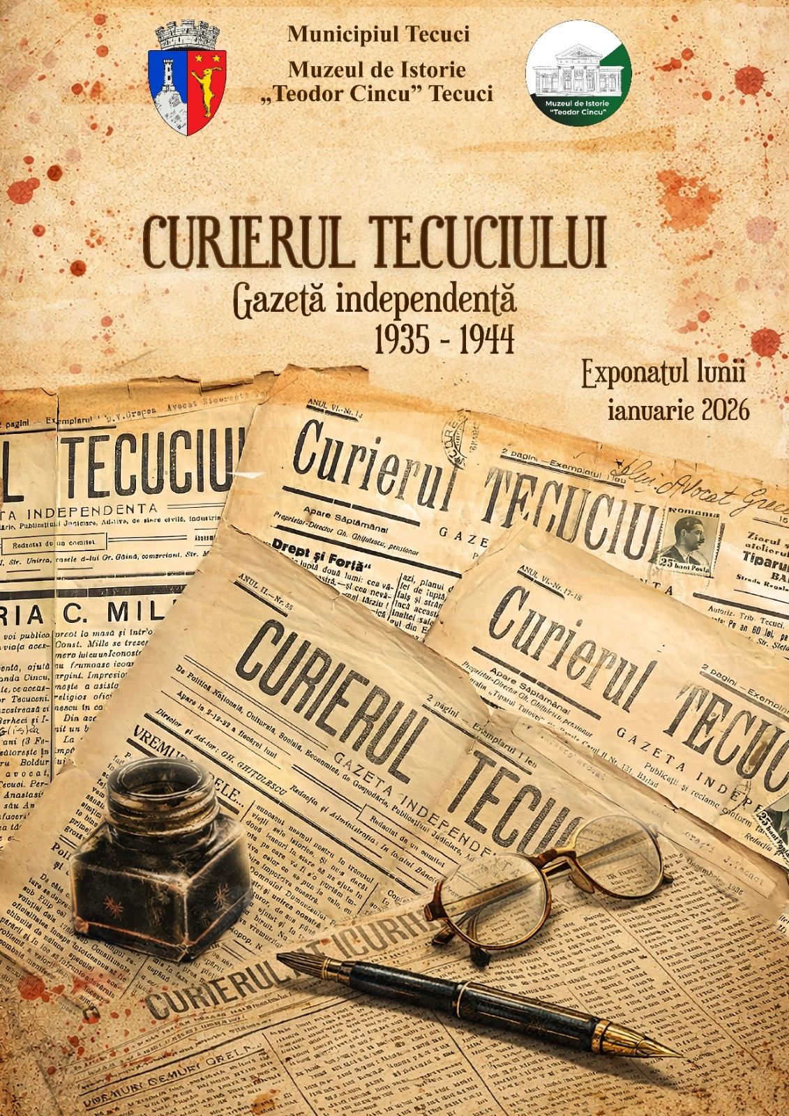 Presă locală de acum 90 de ani, expusă la Tecuci