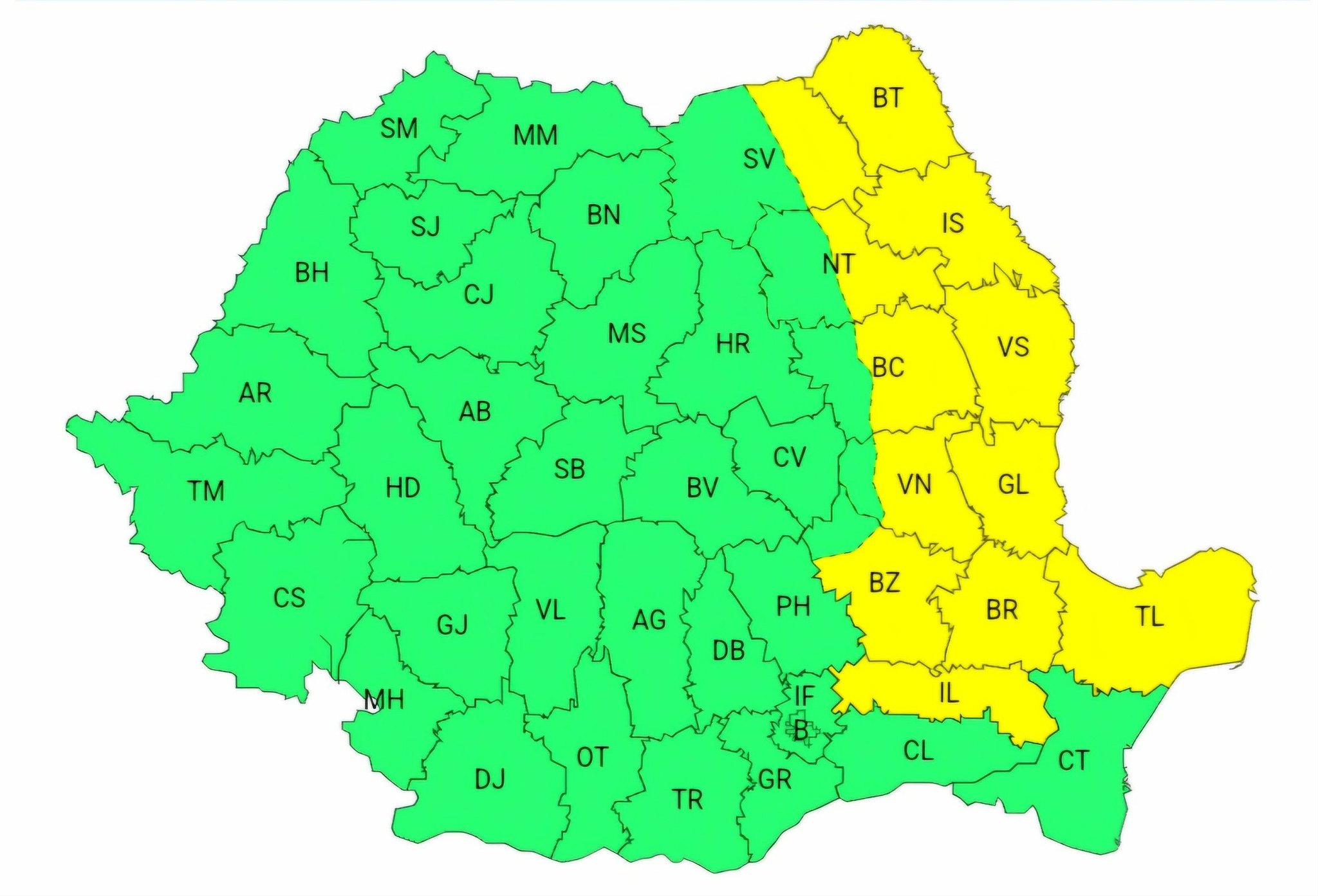 Galațiul, sub cod galben de ninsori