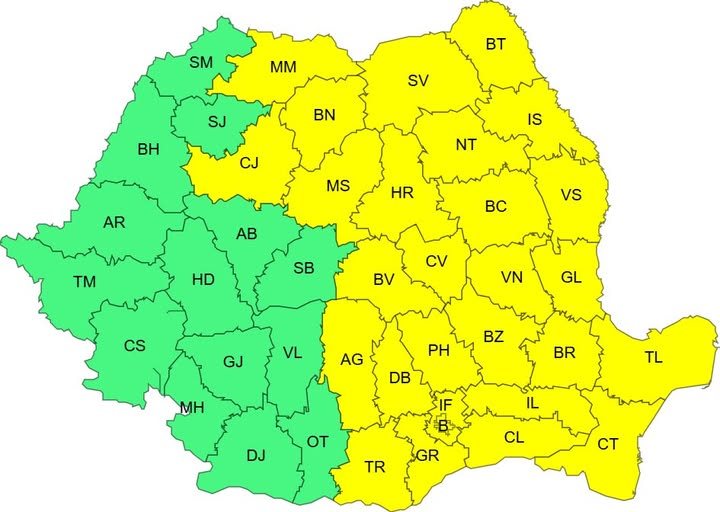 Cod galben de ger în jumătate de țară. Temperaturi foarte scăzute şi la Galaţi
