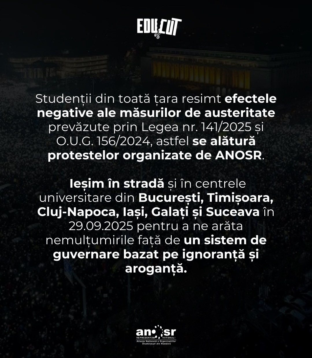 Protest studenţesc la Galaţi, la începutul anului universitar