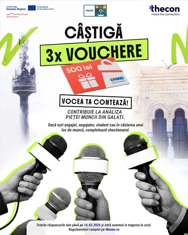 Vocea gălățenilor contează! Participă la analiza pieței muncii și poți câștiga unul dintre cele 3 vouchere de 500 lei