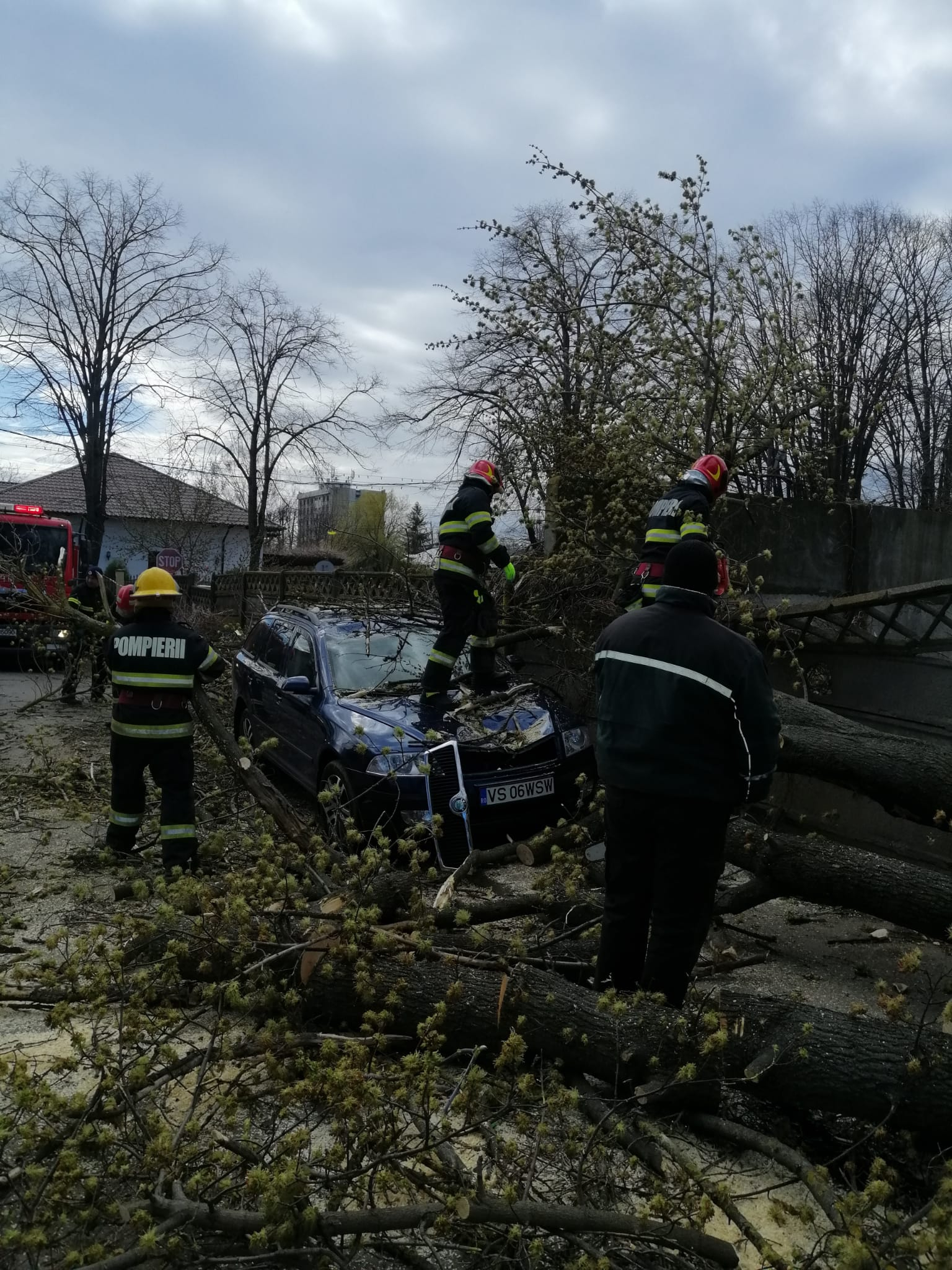 Copaci rupți, acoperișuri smulse și pene de curent în Galați, din cauza vijeliei (VIDEO)