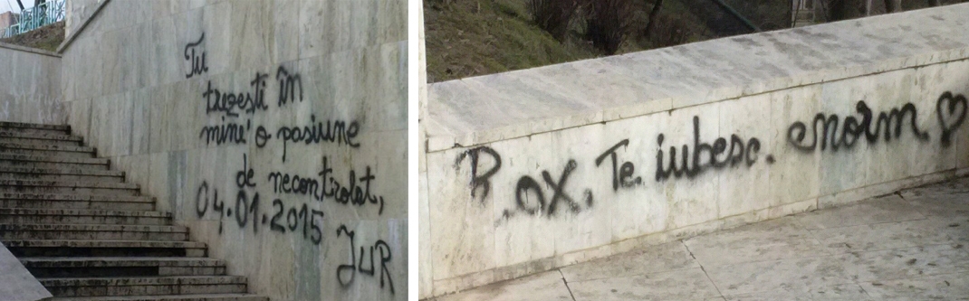 GRAFFITI PE FALEZA GĂLĂŢEANĂ/ Declaraţii de dragoste, "La trepte"