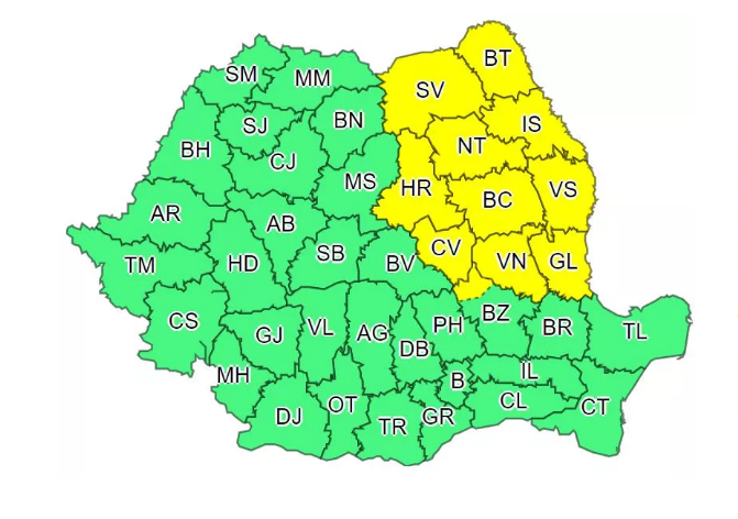 Galațiul, sub cod galben de polei până sâmbătă