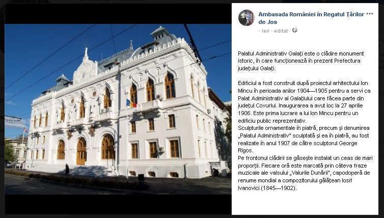 Monument istoric gălăţean, cover de ambasadă