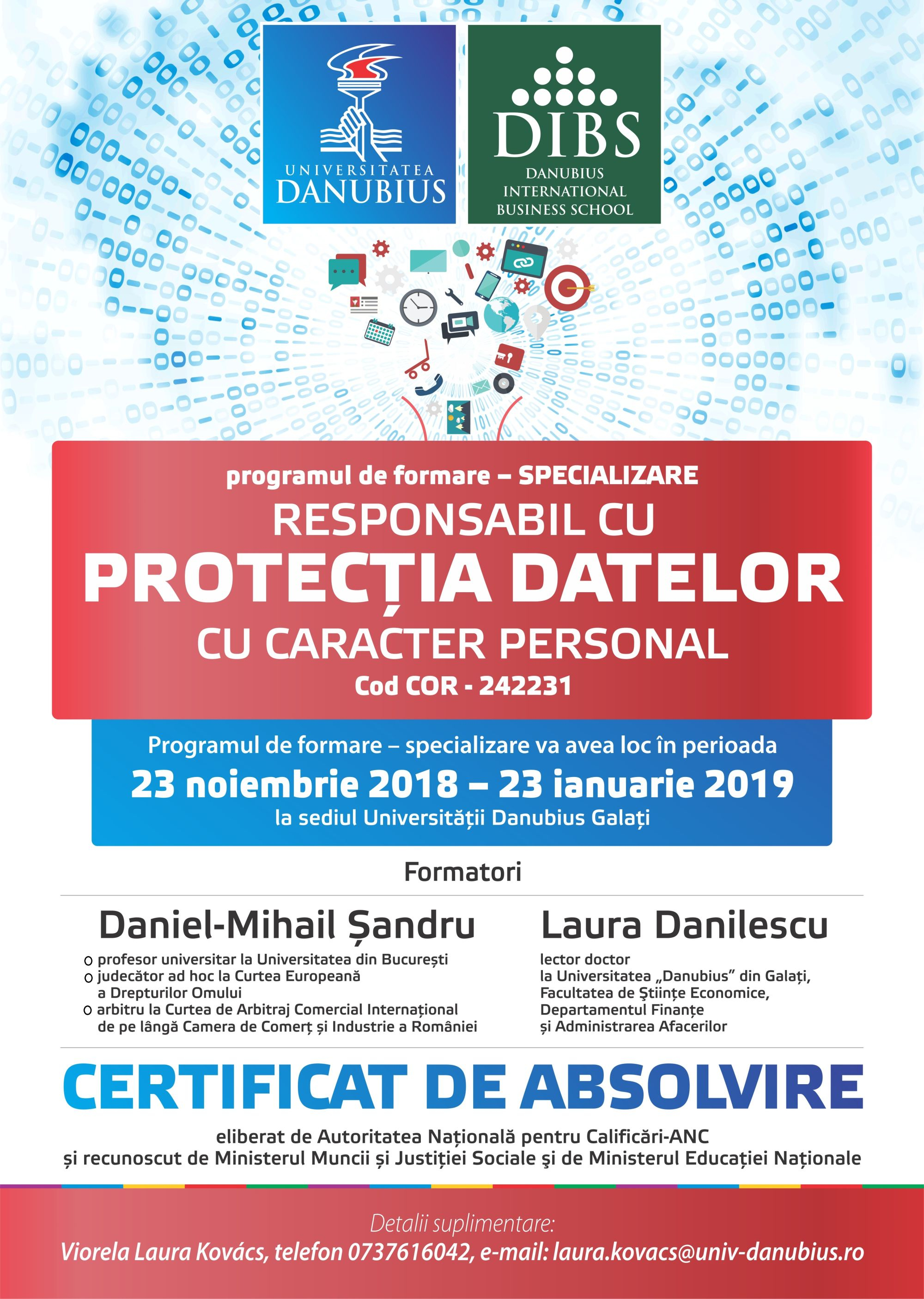RESPONSABIL CU PROTECȚIA DATELOR CU CARACTER PERSONAL Cod COR - 242231 / PROGRAM DE FORMARE