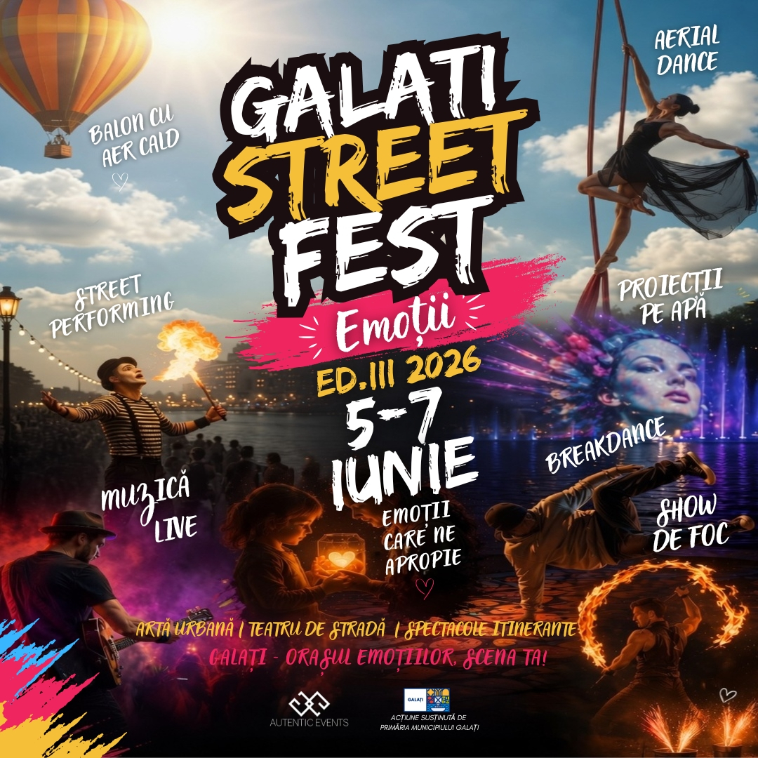 Începe Galați StreetFest 2026: Trei seri de spectacol, acrobație și artă stradală
