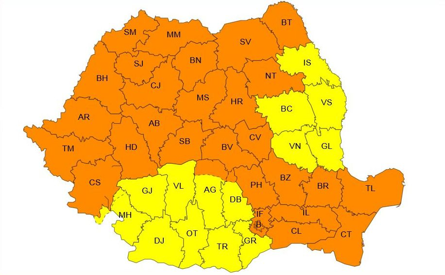Cod galben de instabilitate atmosferică la Galaţi