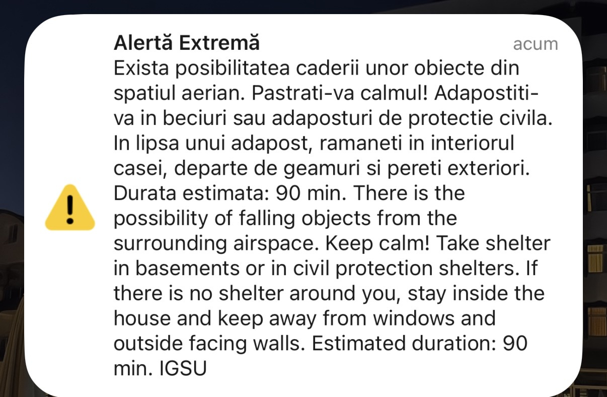 UPDATE: Alerta aeriană din Galați a încetat. Ce anunță MApN