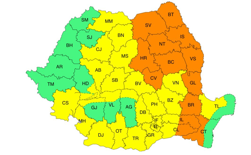 Avertizare de ploi torențiale și vijelii în judeţul Galaţi