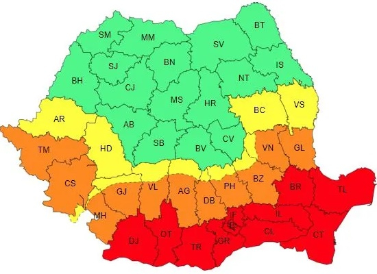 Galaţiul se "răcoreşte" joi la Cod portocaliu