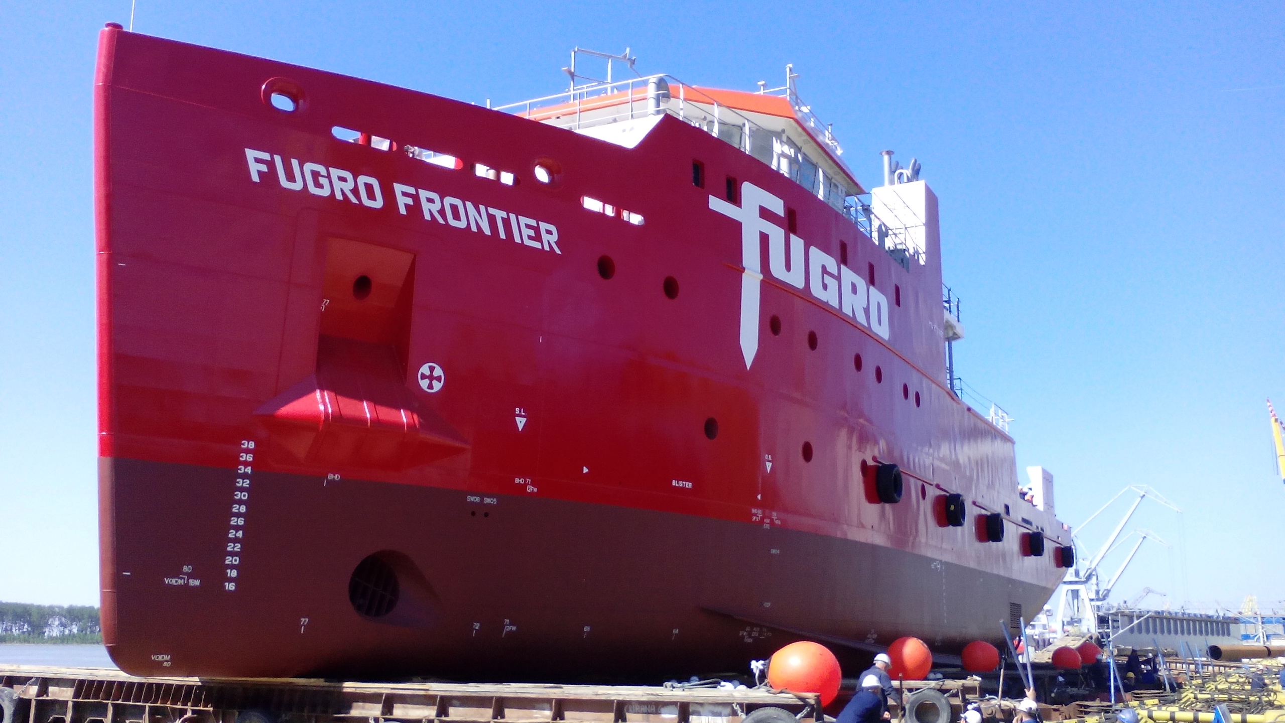 Lansare la Damen Galaţi/ "Fugro Frontier" va căuta petrol şi gaze în mările Africii (GALERIE FOTO)