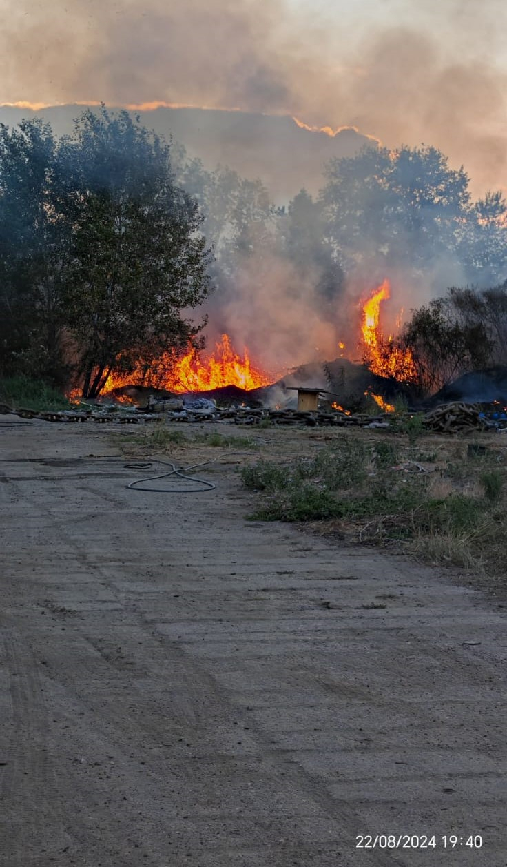 Incendiu potențial periculos într-o curte din Galați (VIDEO)